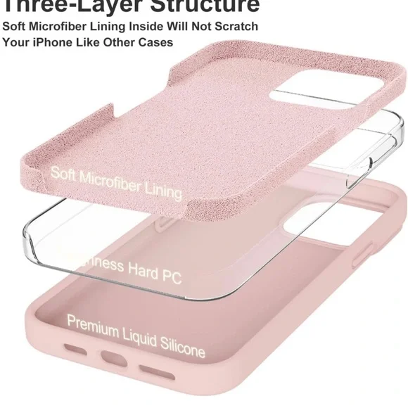 Pink iPhone 13 Pro Max Case 6.7 inch, Silicone Ultra Slim Shockproof Protective - Picture 4 of 7